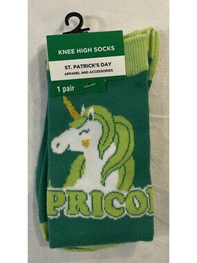 St Patrick's Day Knee High Socks Green Lepricorn Adult One Size Fits Most